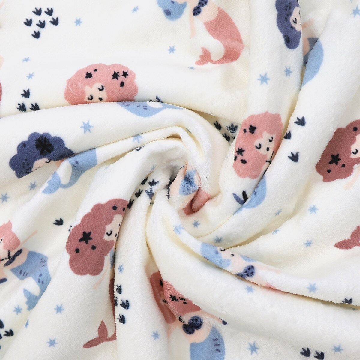 Couverture imprimée en flanelle douce et polaire Sherpa pour enfants, 40 x 50 pouces, motif sirène rose avec base blanche