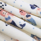 Couverture imprimée en flanelle douce et polaire Sherpa pour enfants, 40 x 50 pouces, motif sirène rose avec base blanche