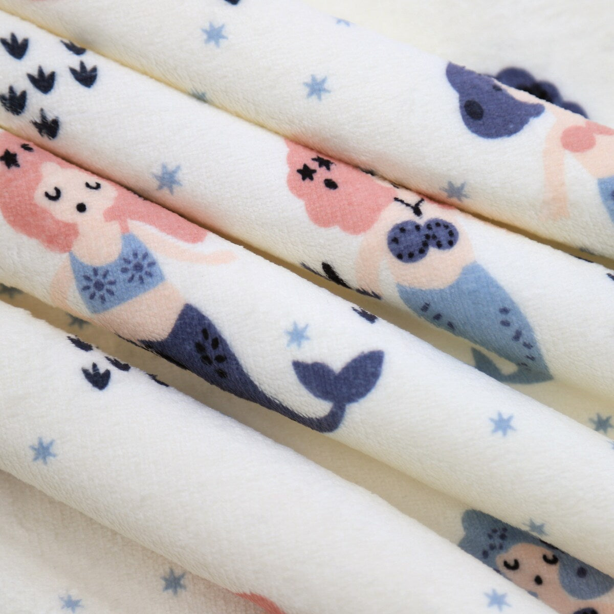 Couverture imprimée en flanelle douce et polaire Sherpa pour enfants, 40 x 50 pouces, motif sirène rose avec base blanche
