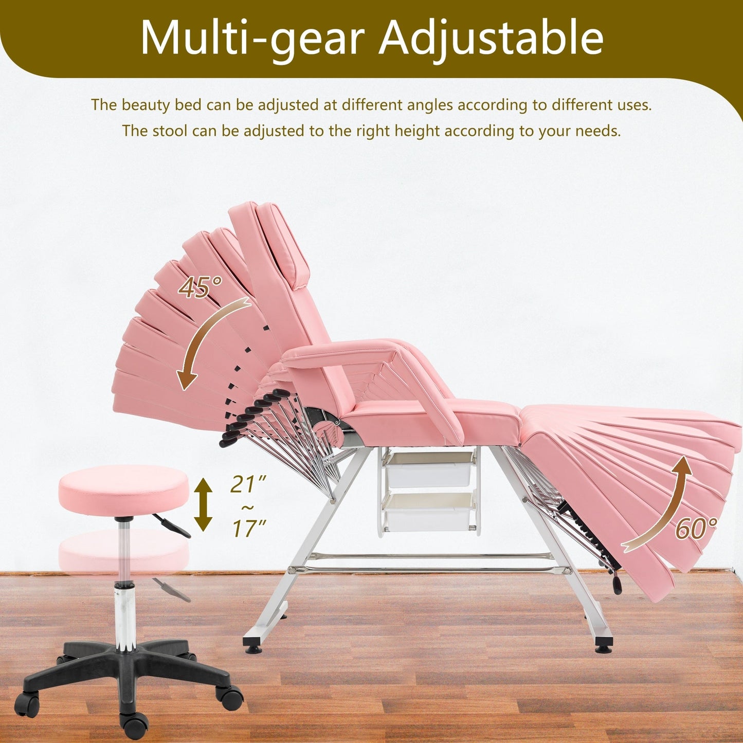 Fauteuil de massage professionnel pour salon de spa, lit pliable avec tabouret hydraulique réglable