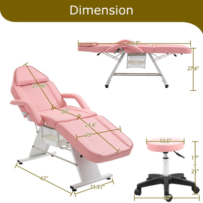 Fauteuil de massage professionnel pour salon de spa, lit pliable avec tabouret hydraulique réglable