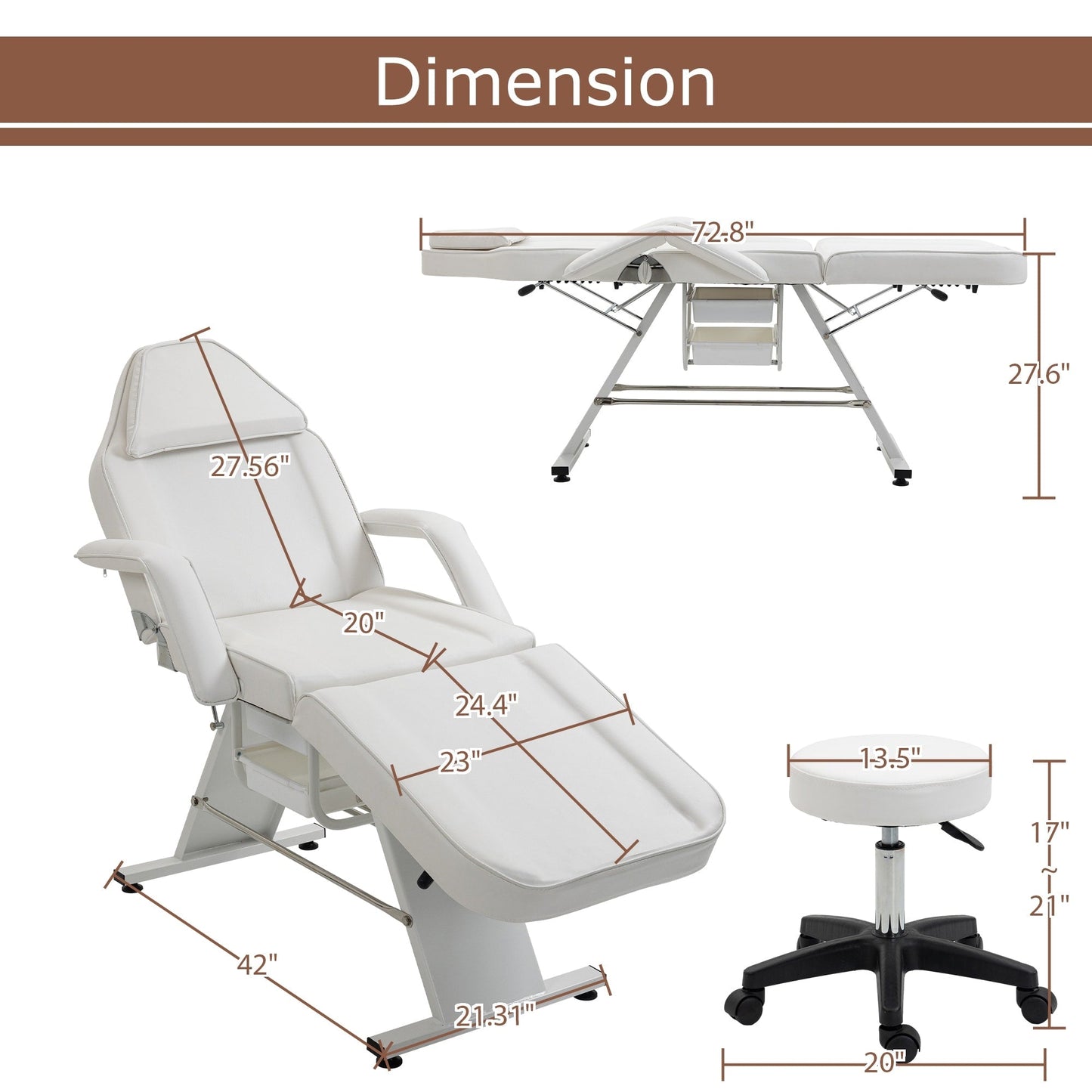 Fauteuil de massage professionnel pour salon de spa, lit pliable avec tabouret hydraulique réglable