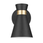 Applique murale LED Prominence Home à piles, lot de 2, noir mat, avec touches dorées brossées
