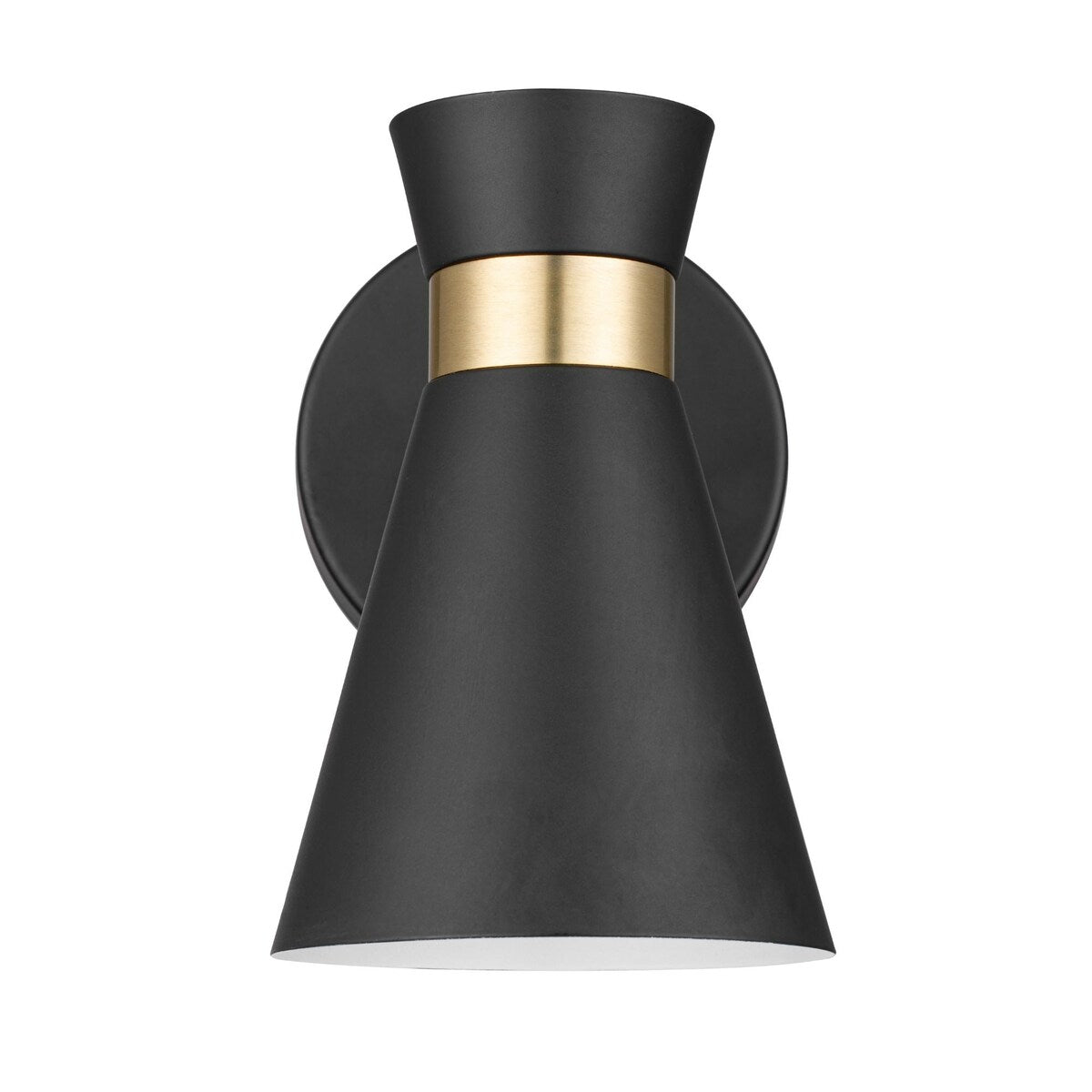 Applique murale LED Prominence Home à piles, lot de 2, noir mat, avec touches dorées brossées