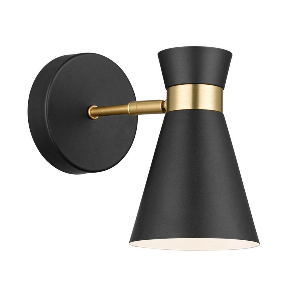Applique murale LED Prominence Home à piles, lot de 2, noir mat, avec touches dorées brossées