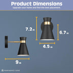 Applique murale LED Prominence Home à piles, lot de 2, noir mat, avec touches dorées brossées