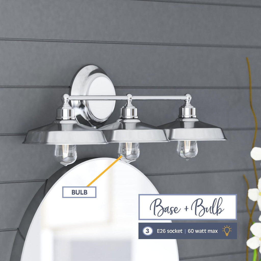 Prominence Home Lyndan, Luminaire d'intérieur pour meuble-lavabo et salle de bain, finitions noir mat et nickel brossé - 3 lumières