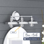 Prominence Home Lyndan, Luminaire d'intérieur pour meuble-lavabo et salle de bain, finitions noir mat et nickel brossé - 3 lumières