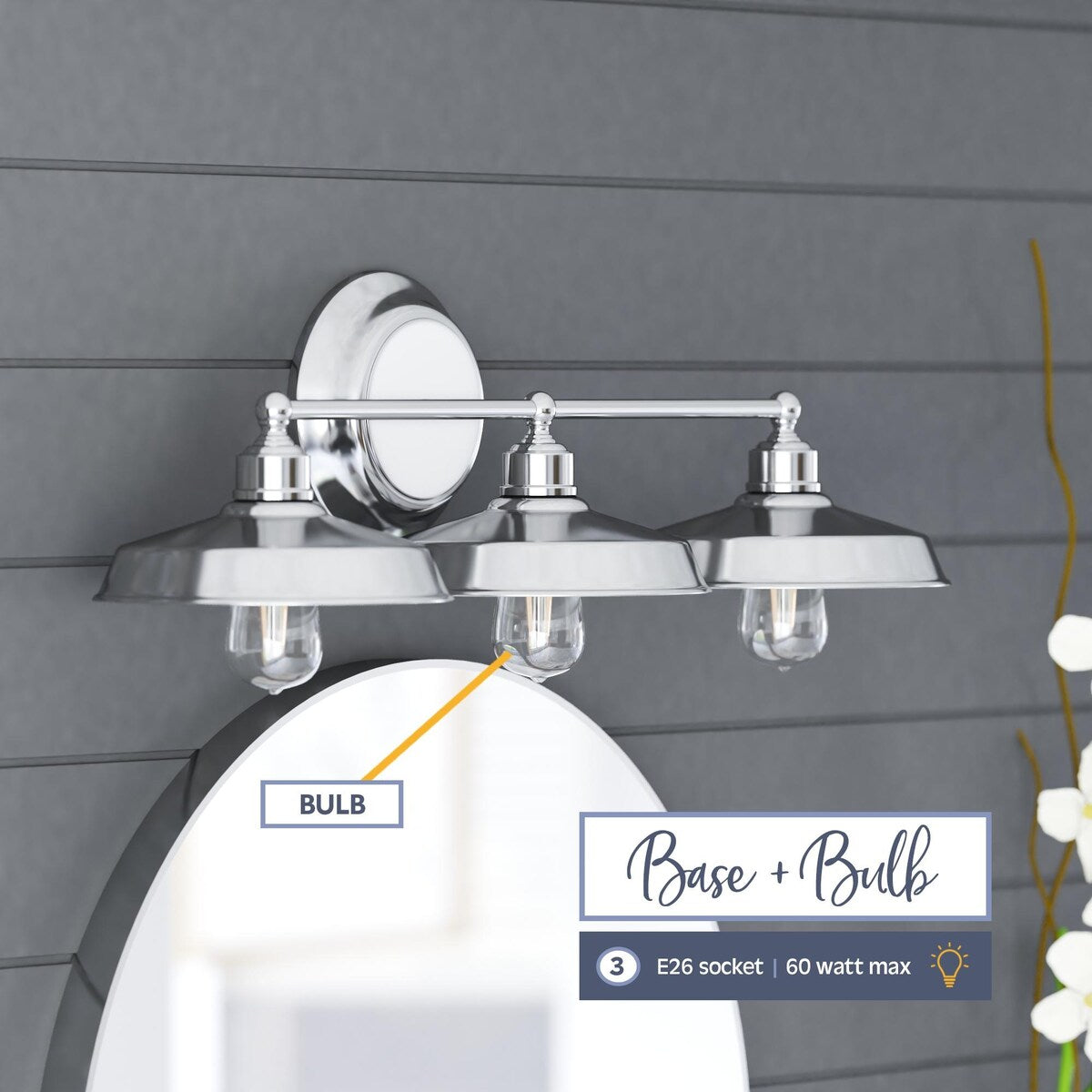 Prominence Home Lyndan, Luminaire d'intérieur pour meuble-lavabo et salle de bain, finitions noir mat et nickel brossé - 3 lumières