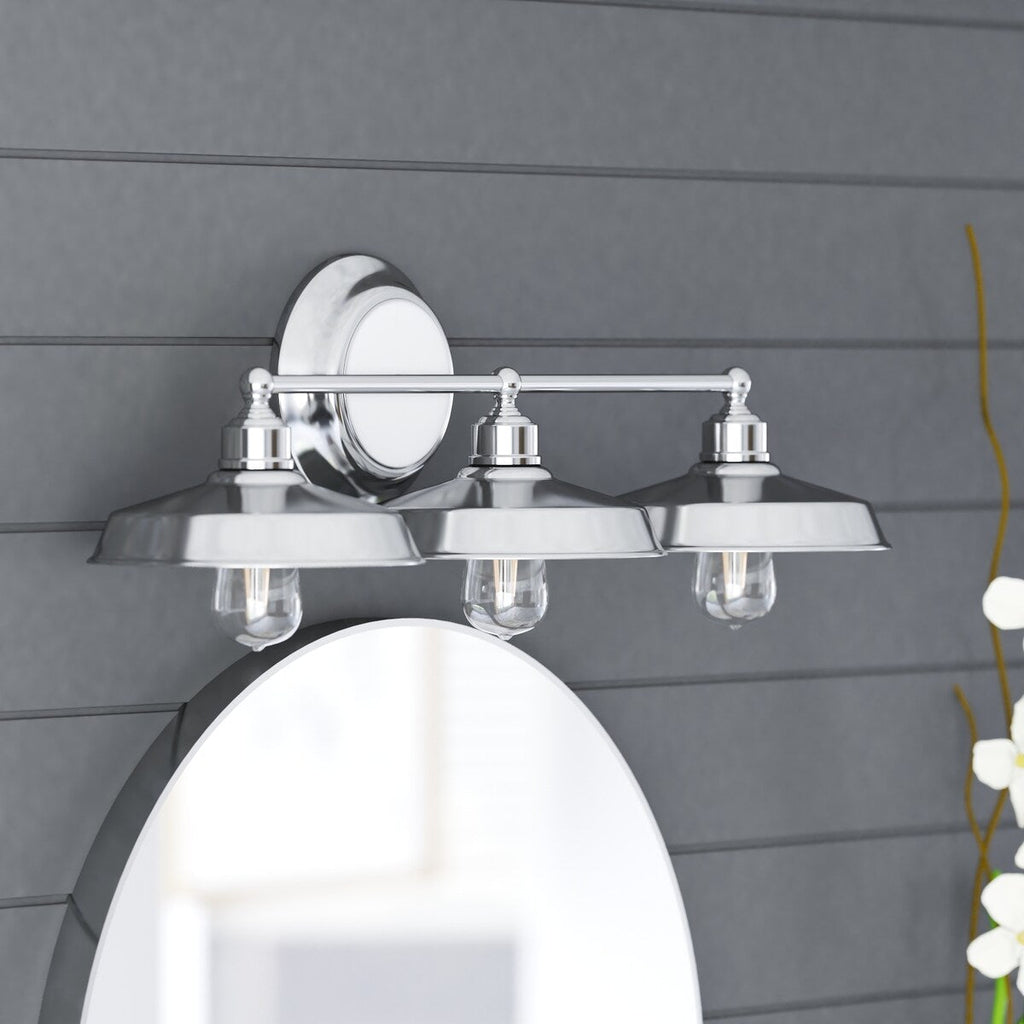 Prominence Home Lyndan, Luminaire d'intérieur pour meuble-lavabo et salle de bain, finitions noir mat et nickel brossé - 3 lumières