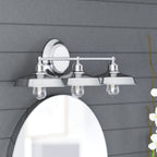 Prominence Home Lyndan, Luminaire d'intérieur pour meuble-lavabo et salle de bain, finitions noir mat et nickel brossé - 3 lumières