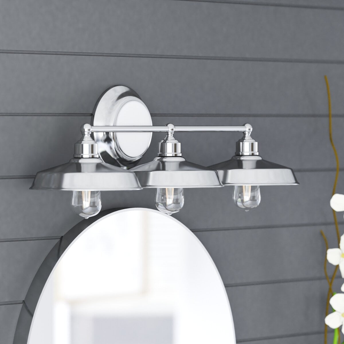 Prominence Home Lyndan, Luminaire d'intérieur pour meuble-lavabo et salle de bain, finitions noir mat et nickel brossé - 3 lumières