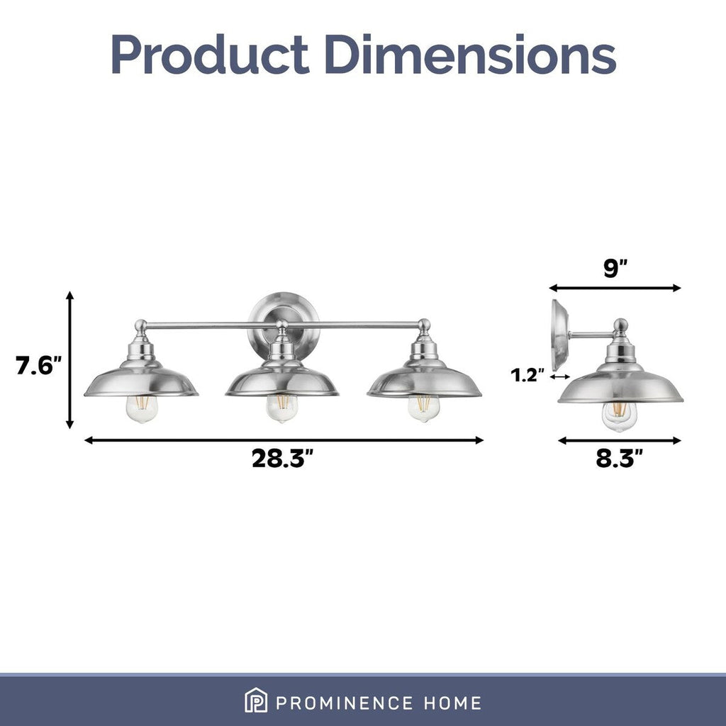 Prominence Home Lyndan, Luminaire d'intérieur pour meuble-lavabo et salle de bain, finitions noir mat et nickel brossé - 3 lumières