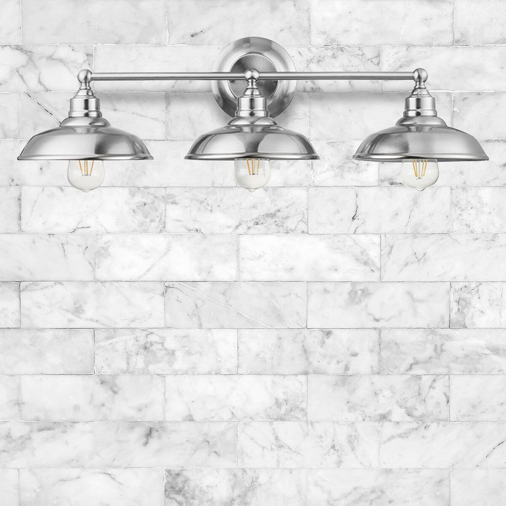 Prominence Home Lyndan, Luminaire d'intérieur pour meuble-lavabo et salle de bain, finitions noir mat et nickel brossé - 3 lumières