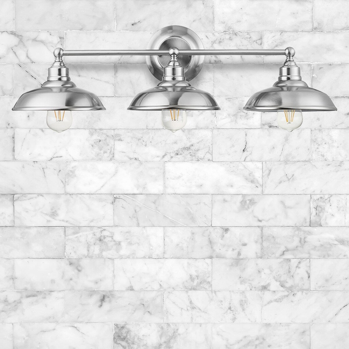 Prominence Home Lyndan, Luminaire d'intérieur pour meuble-lavabo et salle de bain, finitions noir mat et nickel brossé - 3 lumières
