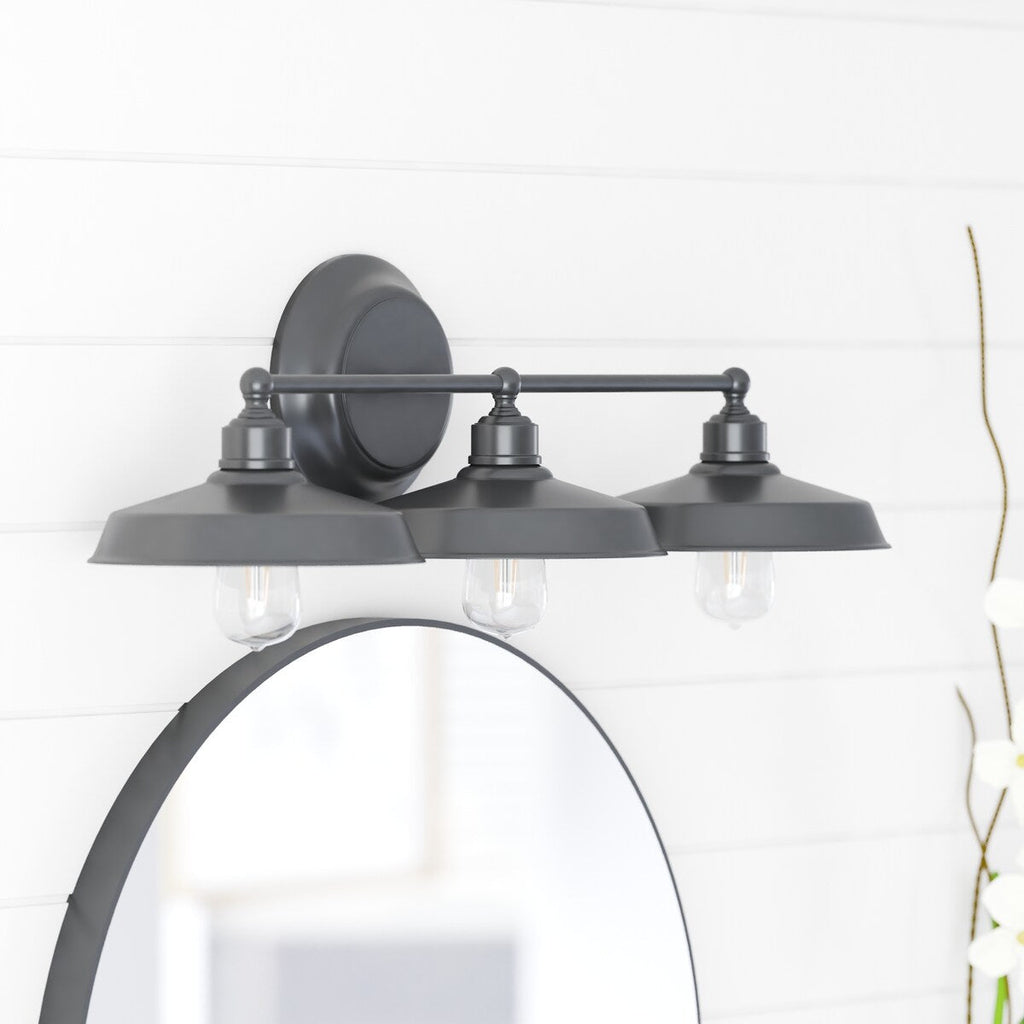 Prominence Home Lyndan, Luminaire d'intérieur pour meuble-lavabo et salle de bain, finitions noir mat et nickel brossé - 3 lumières