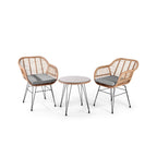 Ensemble bistrot d'extérieur Crescent 3 pièces en osier avec coussins