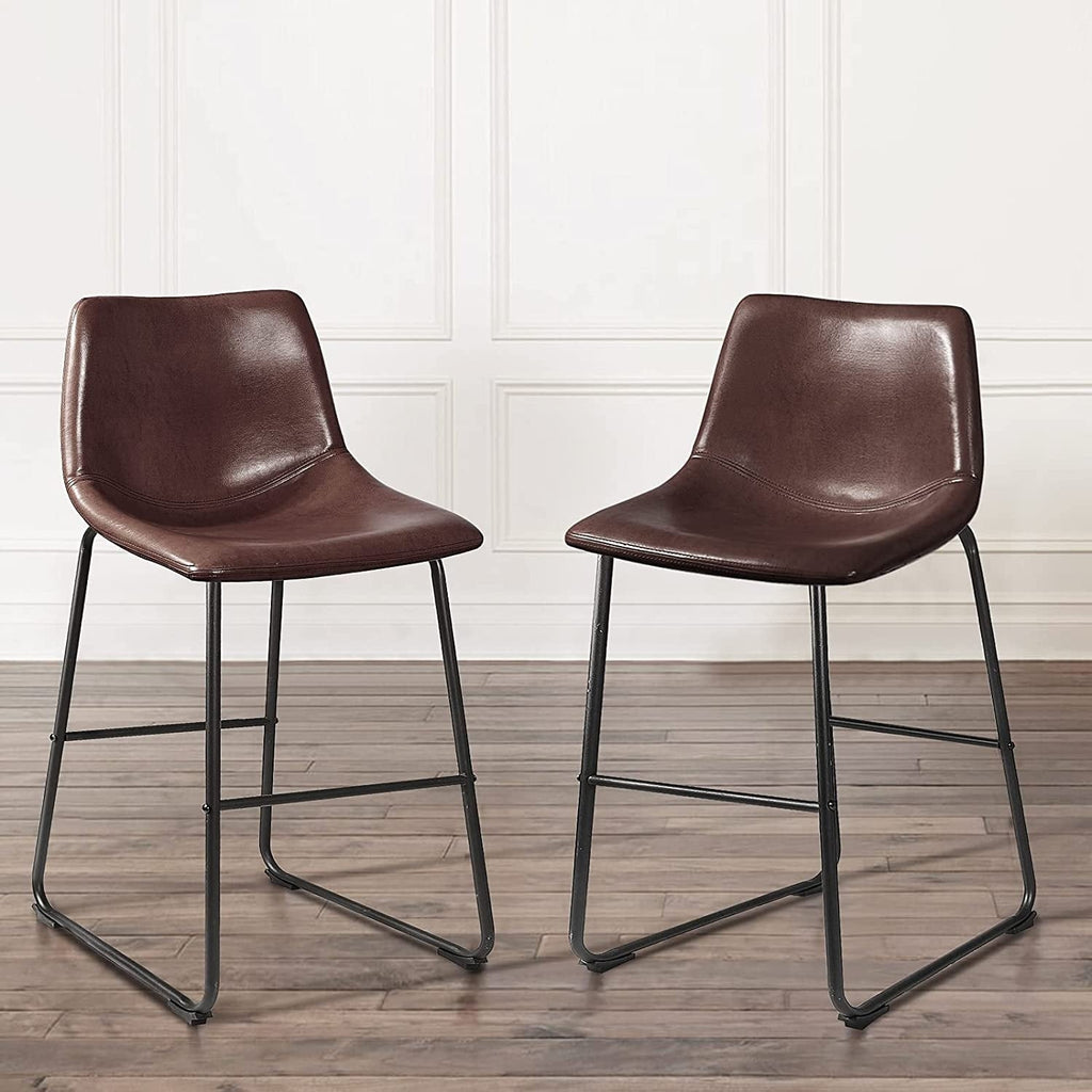 Tabourets de bar Bossin 18/26/30 pouces, tabourets de bar à hauteur de comptoir avec dossier, tabourets modernes en cuir PU, chaise de salle à manger avec repose-pieds