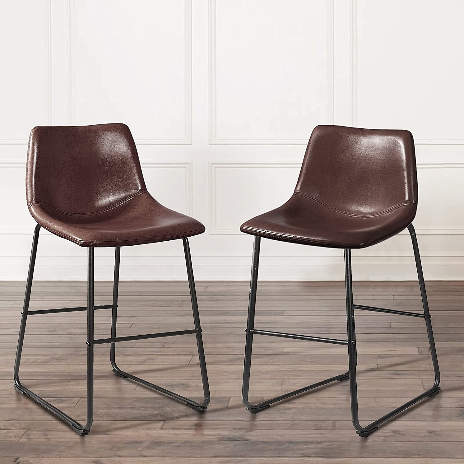 Tabourets de bar Bossin 18/26/30 pouces, tabourets de bar à hauteur de comptoir avec dossier, tabourets modernes en cuir PU, chaise de salle à manger avec repose-pieds