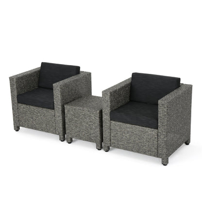 Ensemble de salon de jardin 3 pièces en osier avec coussins Puerta par Christopher Knight Home