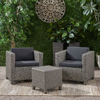 Ensemble de salon de jardin 3 pièces en osier avec coussins Puerta par Christopher Knight Home