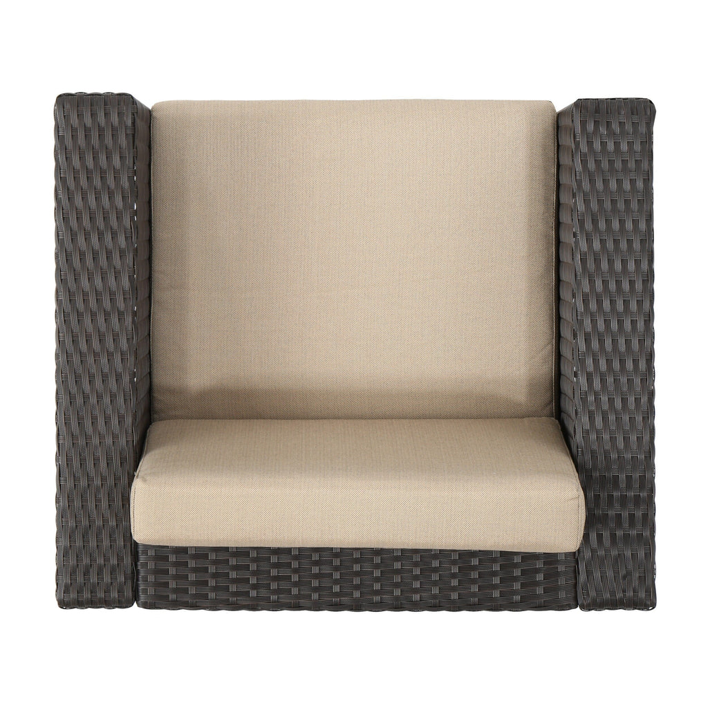 Ensemble de salon d'extérieur Puerta 5 pièces en osier avec coussins par Christopher Knight Home