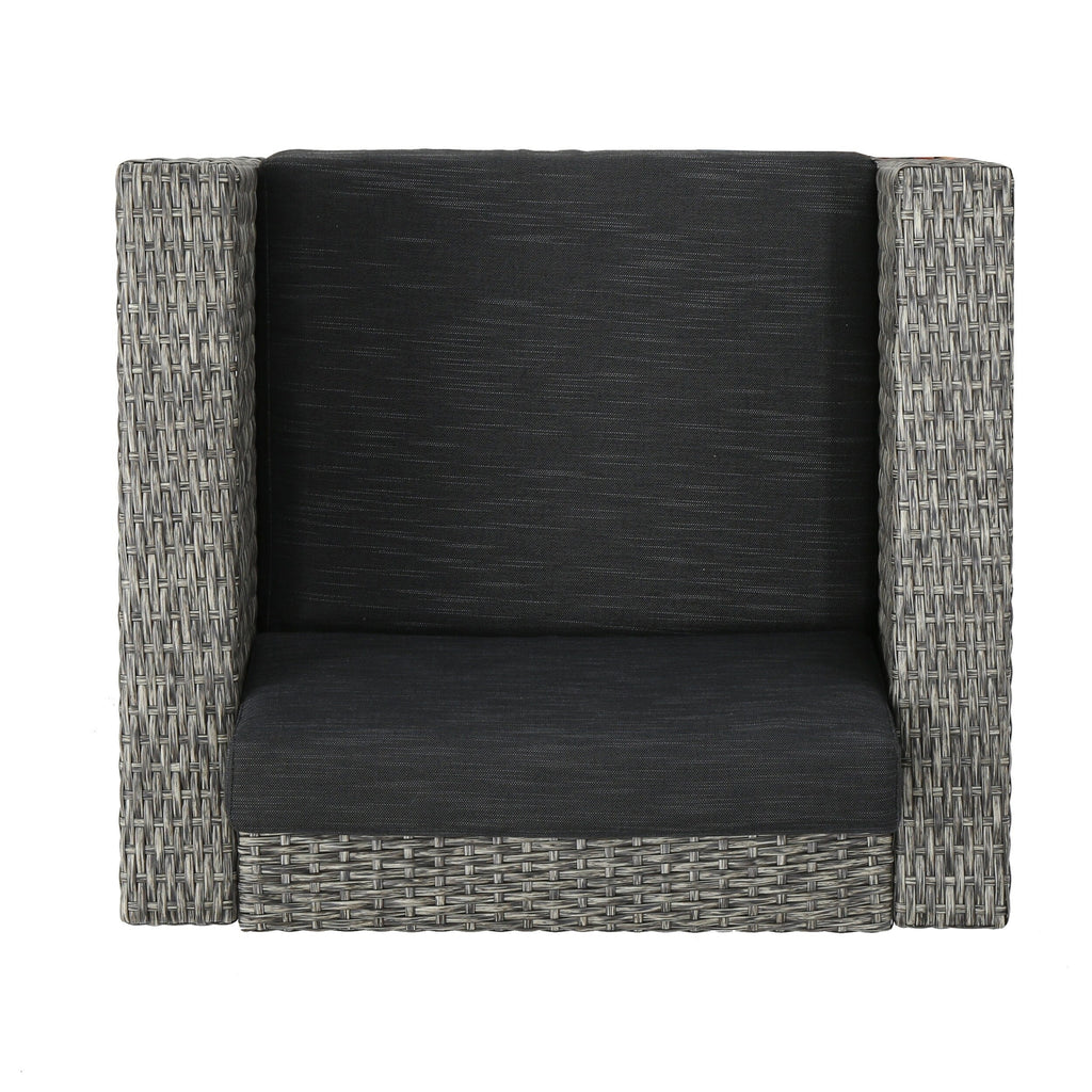 Ensemble de salon d'extérieur Puerta 5 pièces en osier avec coussins par Christopher Knight Home