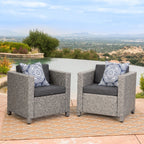 Fauteuil club d'extérieur Puerta en osier avec coussins (lot de 2) par Christopher Knight Home