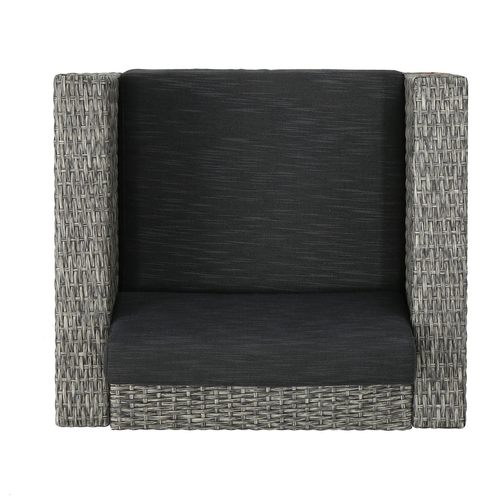 Fauteuil club d'extérieur Puerta en osier avec coussins (lot de 2) par Christopher Knight Home