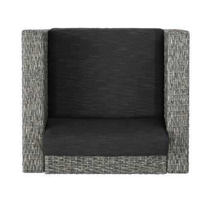 Fauteuil club d'extérieur Puerta en osier avec coussins (lot de 2) par Christopher Knight Home