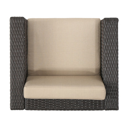 Fauteuil club d'extérieur Puerta en osier avec coussins (lot de 2) par Christopher Knight Home