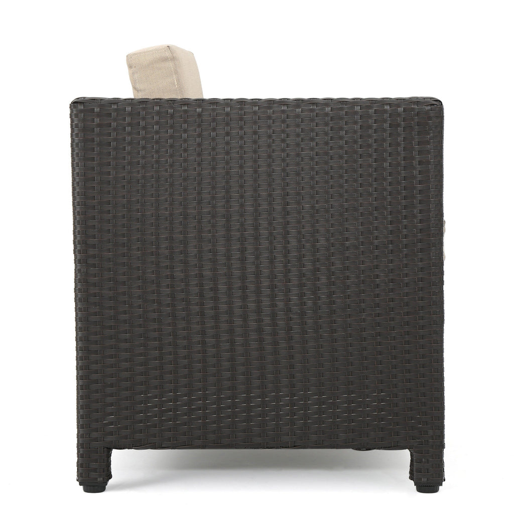 Fauteuil club d'extérieur Puerta en osier avec coussins (lot de 2) par Christopher Knight Home
