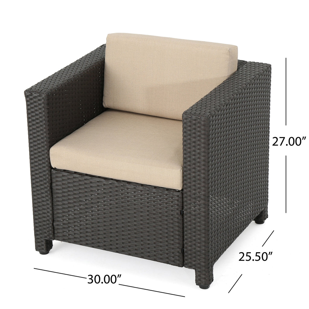 Fauteuil club d'extérieur Puerta en osier avec coussins (lot de 2) par Christopher Knight Home
