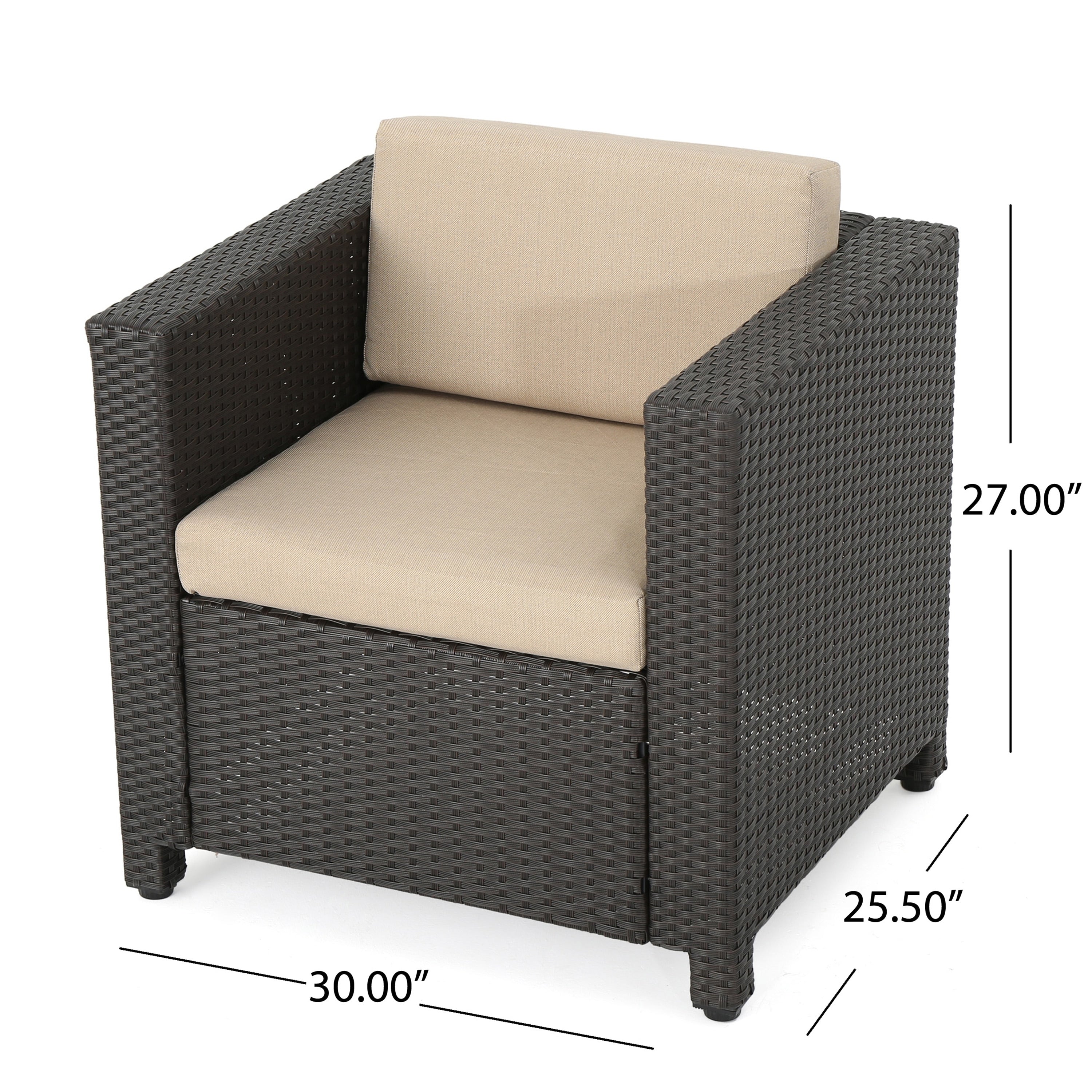 Fauteuil club d'extérieur Puerta en osier avec coussins (lot de 2) par Christopher Knight Home