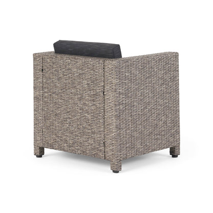 Fauteuil club d'extérieur Puerta en osier avec coussins (lot de 2) par Christopher Knight Home