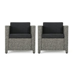 Fauteuil club d'extérieur Puerta en osier avec coussins (lot de 2) par Christopher Knight Home