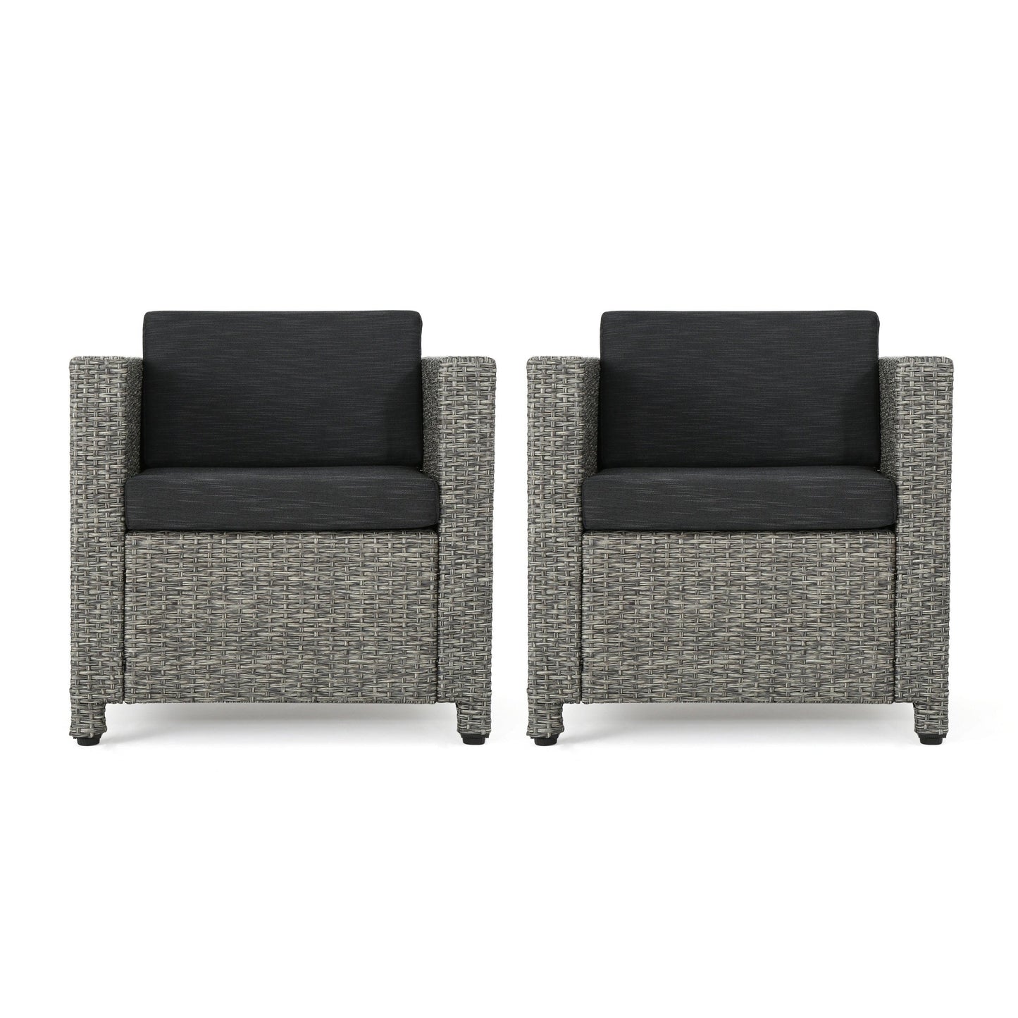 Fauteuil club d'extérieur Puerta en osier avec coussins (lot de 2) par Christopher Knight Home