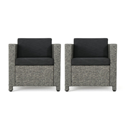 Fauteuil club d'extérieur Puerta en osier avec coussins (lot de 2) par Christopher Knight Home