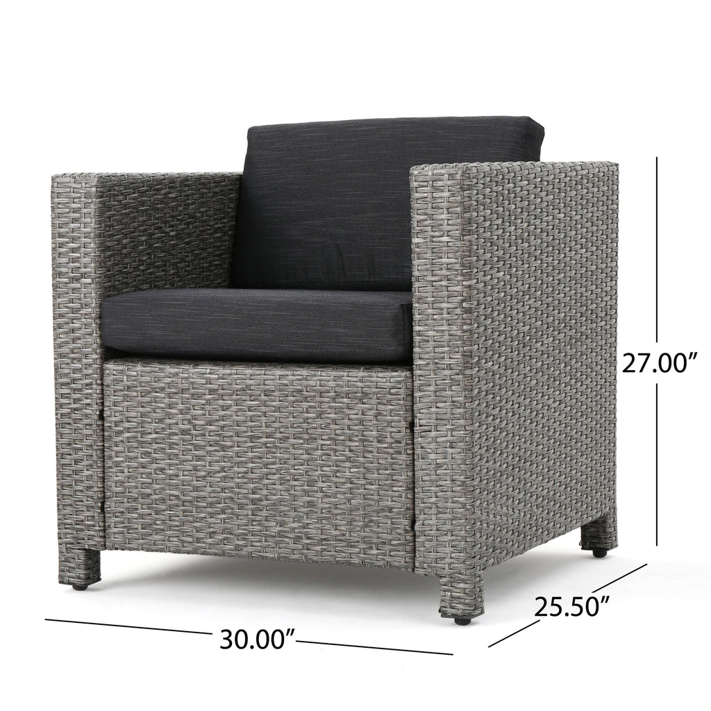 Fauteuil club d'extérieur Puerta en osier avec coussins (lot de 2) par Christopher Knight Home