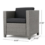 Fauteuil club d'extérieur Puerta en osier avec coussins (lot de 2) par Christopher Knight Home
