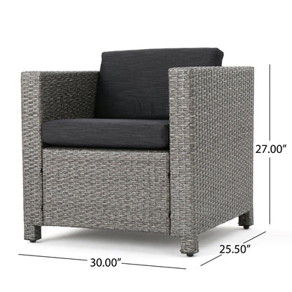 Fauteuil club d'extérieur Puerta en osier avec coussins (lot de 2) par Christopher Knight Home