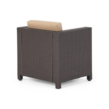 Fauteuil club d'extérieur Puerta en osier avec coussins (lot de 2) par Christopher Knight Home