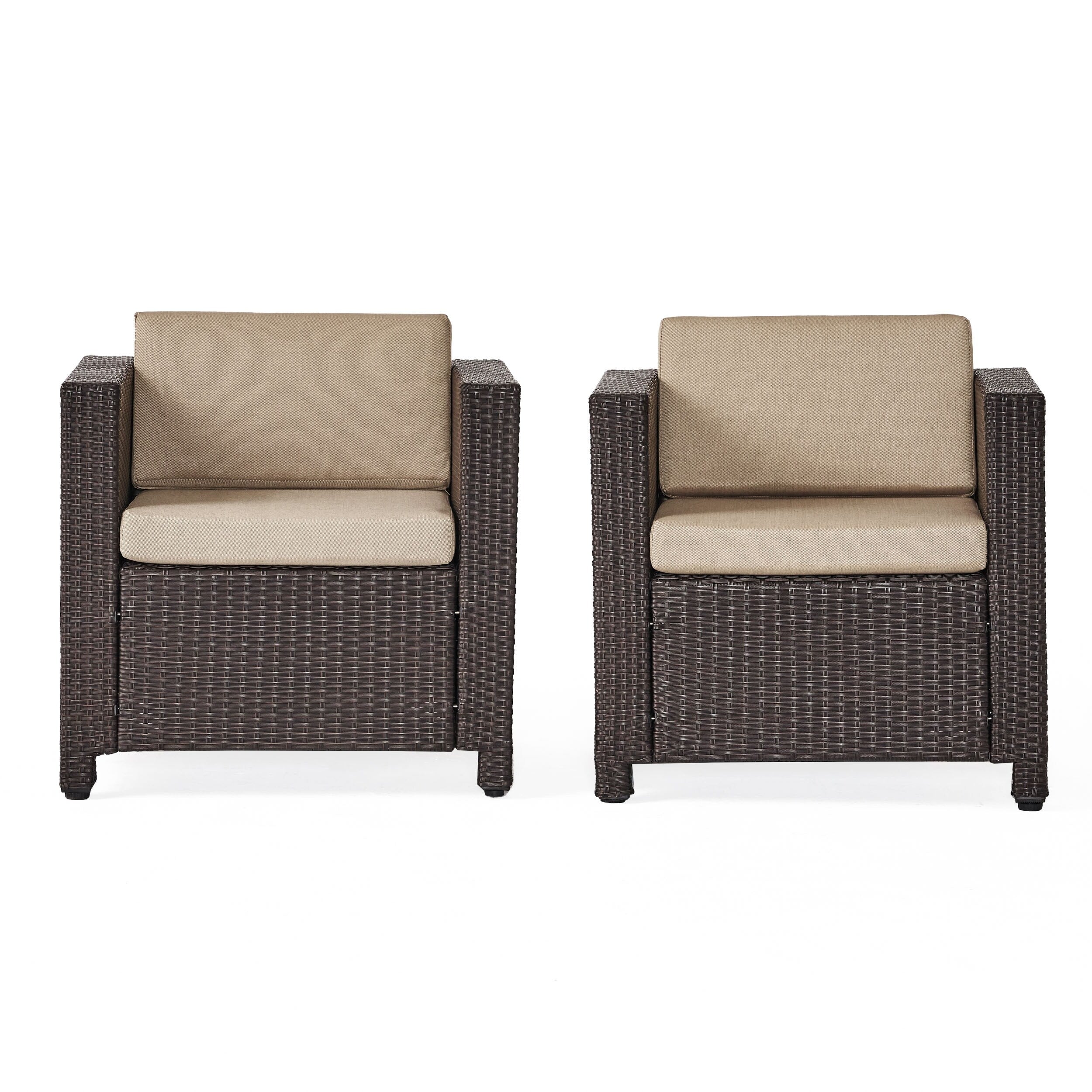 Fauteuil club d'extérieur Puerta en osier avec coussins (lot de 2) par Christopher Knight Home
