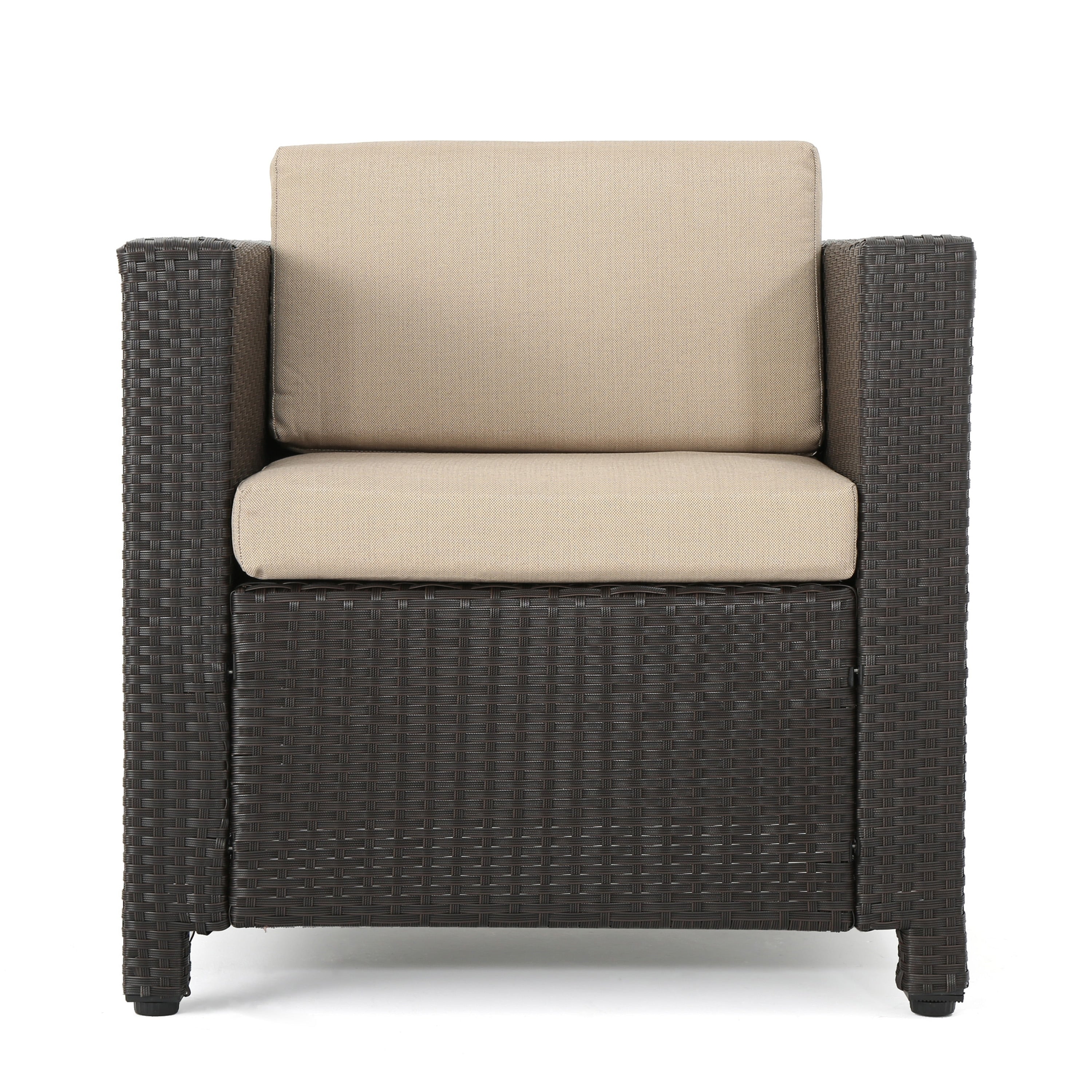 Fauteuil club d'extérieur Puerta en osier avec coussins (lot de 2) par Christopher Knight Home
