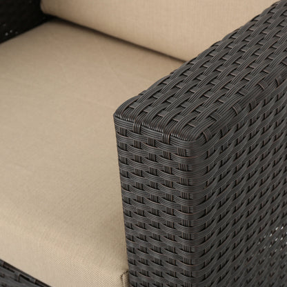 Fauteuil club d'extérieur Puerta en osier avec coussins (lot de 2) par Christopher Knight Home