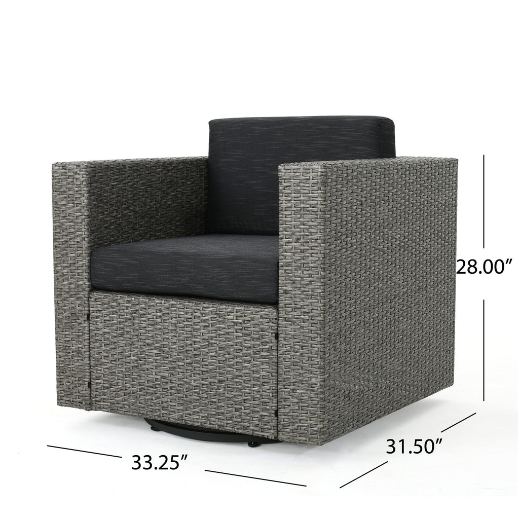Fauteuil club pivotant d'extérieur en osier Puerta par Christopher Knight Home