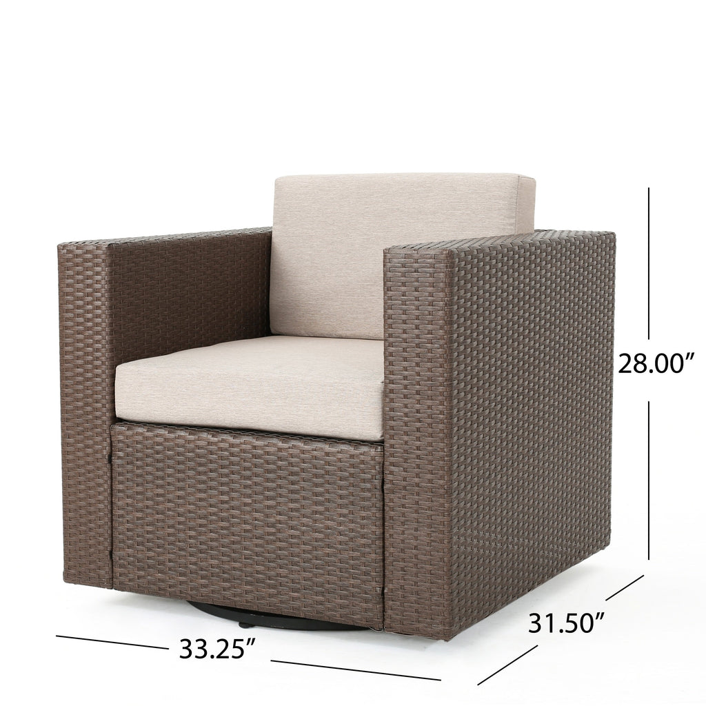 Fauteuil club pivotant d'extérieur en osier Puerta par Christopher Knight Home