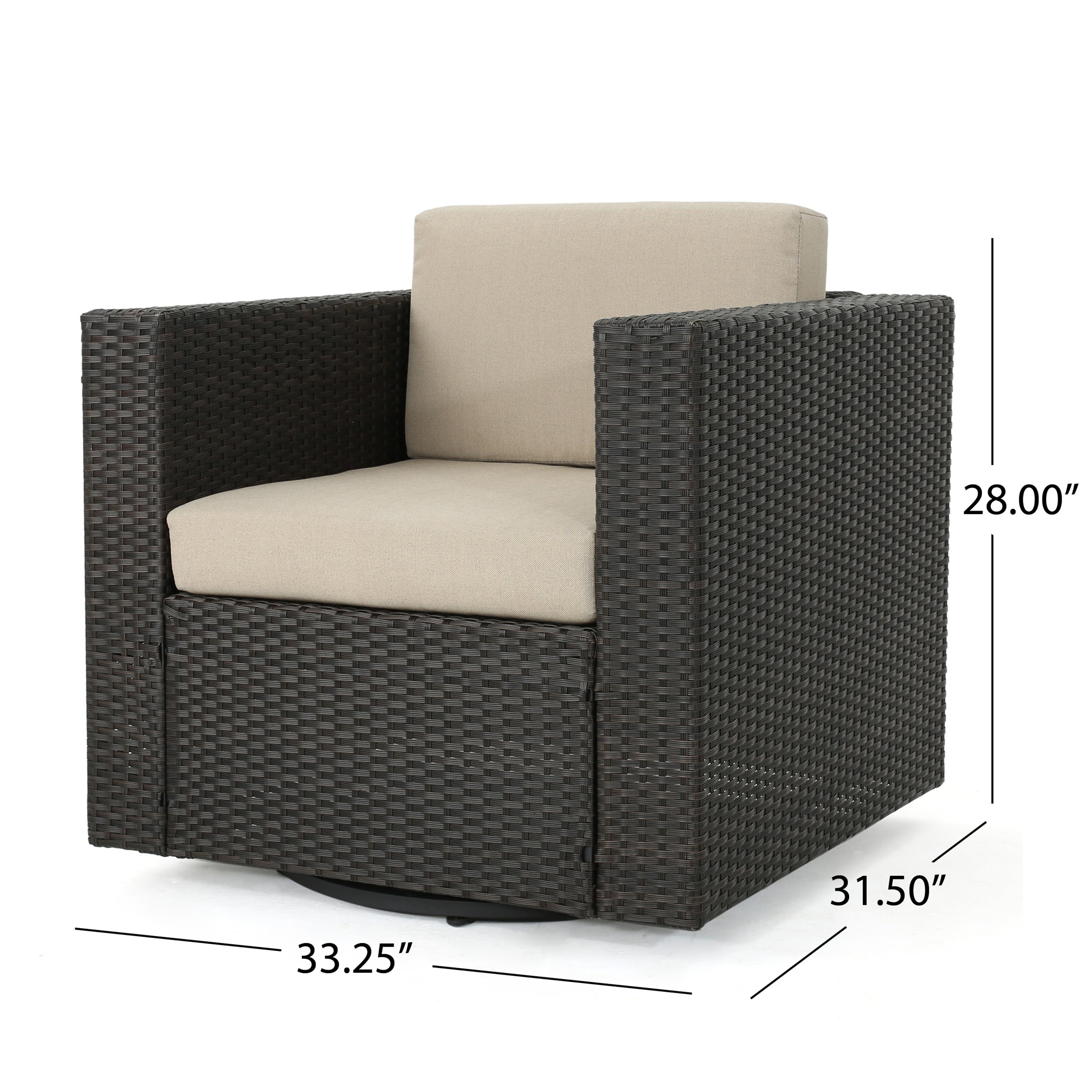 Fauteuil club pivotant d'extérieur en osier Puerta par Christopher Knight Home