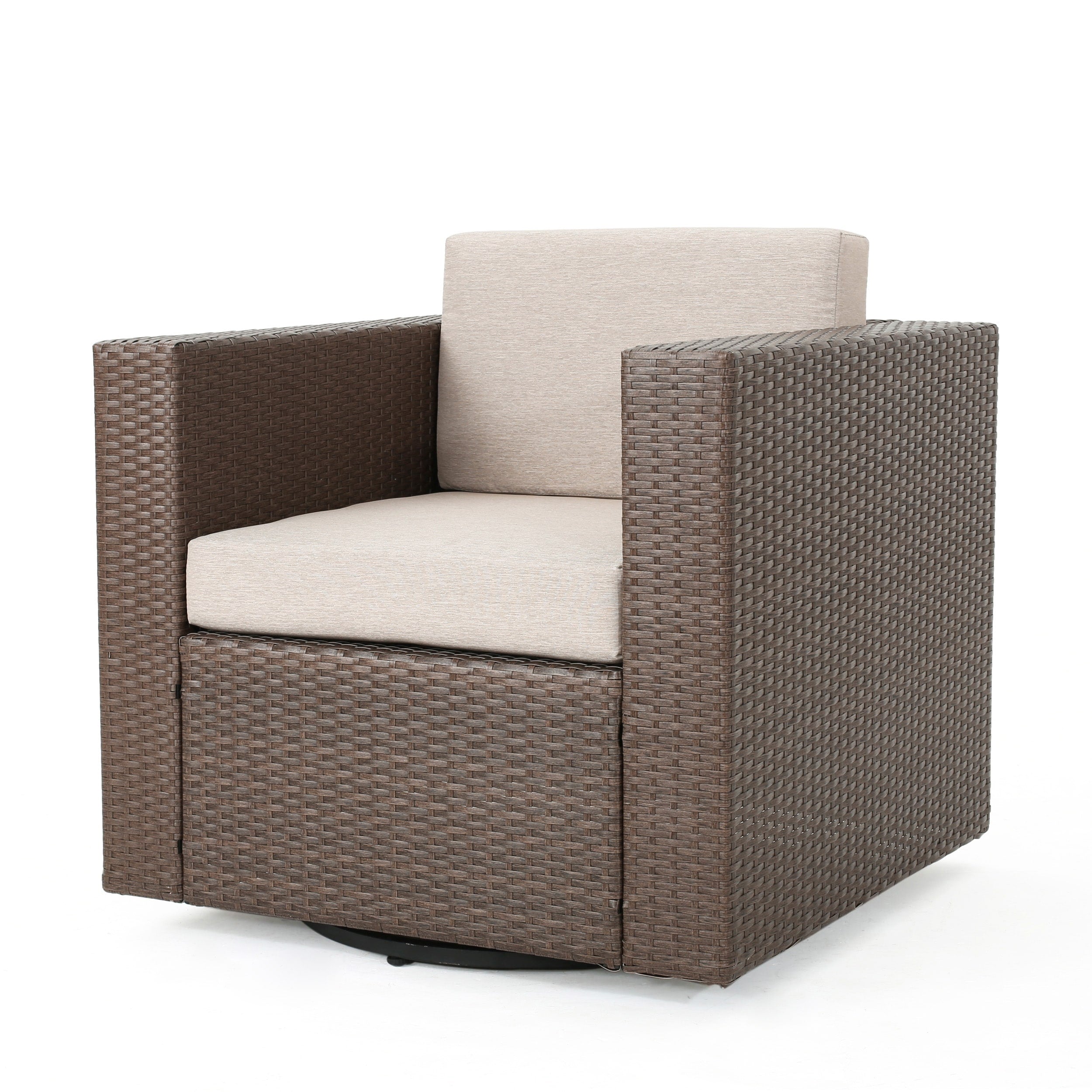 Fauteuil club pivotant d'extérieur en osier Puerta par Christopher Knight Home