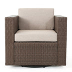 Fauteuil club pivotant d'extérieur en osier Puerta par Christopher Knight Home